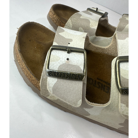 Birkenstock Arizona Slide Sandals 2 Strap Buckle Men's 5 Women's 7 Camo Leather - Picture 12 of 16